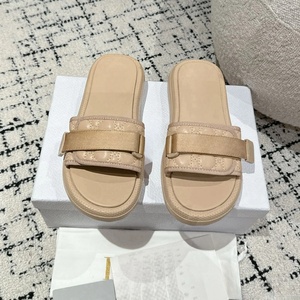 2026 New Premium Pink Quilted Platform Slides Brown Accent Comfortable Casual Summer Slippers - Product Image 4