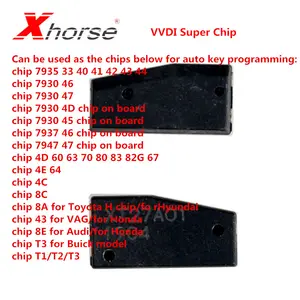 AC070022 Xhorse VVDI 슈퍼 칩 XT27A01 XT27A66 트랜스폰더 ID46 40 43 4D 8C 8A T347 용 VVDI2 VVDI 키 도구 미니 키 도구