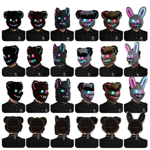 Maschera animale insanguinata a luce colorata personalizzata per feste di pasqua di Halloween <span class=keywords><strong>Horror</strong></span> malvagio per adulti peluche animale maschera integrale - Product Image 4