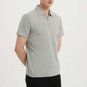 Camiseta OEM de calidad de lujo con cuello de cremallera sólida de seda helada para hombre, polos personalizados de algodón mercerizado para hombre - Product Image 3