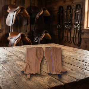 Demi-guêtres en similicuir véritable de qualité supérieure pour l'équitation western, accessoires équestres Primo Equine pour hommes, confort optimal - Product Image 3