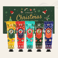 Crème réparatrice pour les mains 30G*5, lotion nourrissante pour les mains, format voyage, parfumée, hydratante pour peaux sèches, coffret de crème pour les mains parfumée de Noël