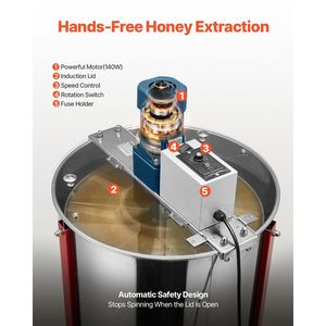 Stainless Steel 6-Frame <b>Honey</b> Extractor Manual Gearbox Honeycomb for Beekeeping <b>Honey</b> <b>Processing</b> <b>Machines</b> - Product Image 4