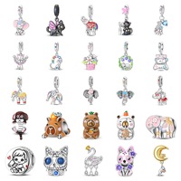 Pendentif Charismatique Animal Éléphant Chat Cygne Perle DIY Bijoux Bracelet Accessoires Argent Commerce Extérieur Nouveau Style