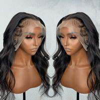 Vente en gros brut indien vierge 180% densité dentelle avant perruque pour les femmes noires Hd dentelle frontale perruque cheveux humains sans colle pleine Hd dentelle perruque