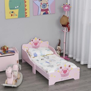 <span class=keywords><strong>Lit</strong></span> simple en bois de pin pour enfants <span class=keywords><strong>avec</strong></span> couronne de princesse et fleurs Rails latéraux et lattes de sécurité confortables pour maison moderne hôtel ferme - Product Image 2