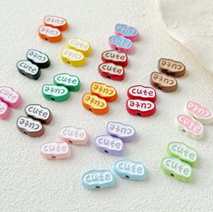 2025 coloré lettre "mignon" signe perles en alliage laqué pour bricolage téléphone portable chaîne porte-clés collier accessoire matériaux fabriqués à la main - Product Image 3