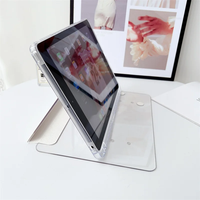 Étui pour iPad Air 3 4 5 6 7 8 9 10ème génération Pro 11 12.9 13 pouces 2024 M4 2025, coque transparente rigide pour tablette avec support rotatif
