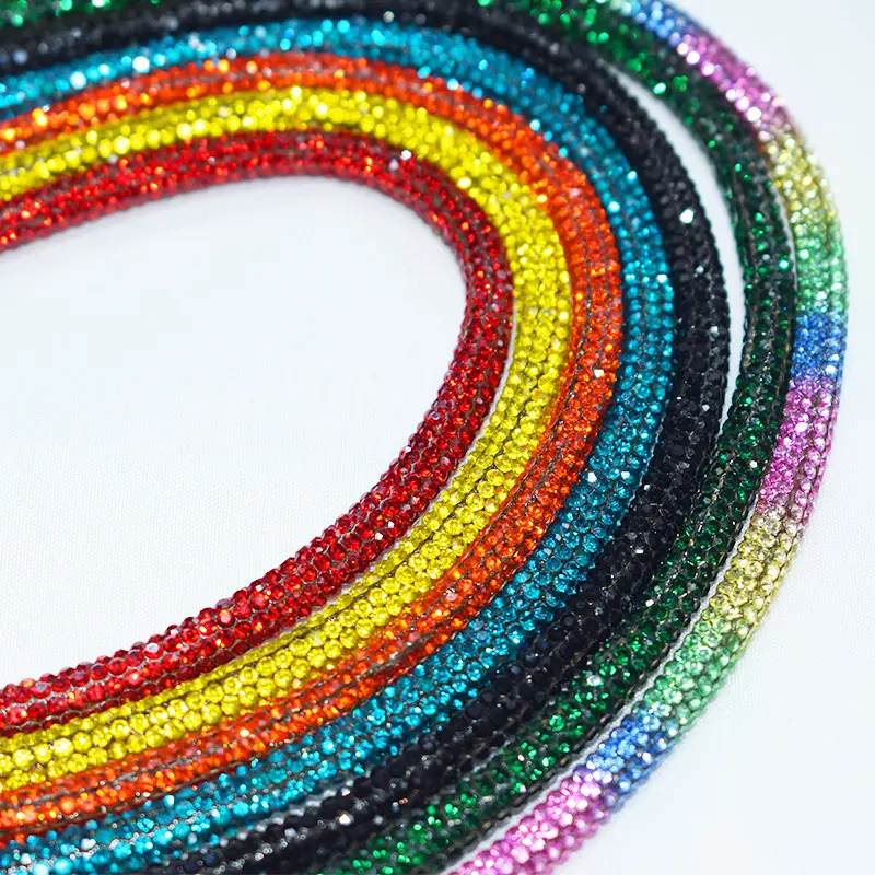 SZ 3.5mm 4mm 5mm 6mm strass corde bande noyau de coton Tube rond verre bijoux vêtements accessoires Tube corde strass