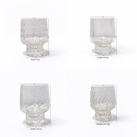Verre à pied personnalisé vintage en verre côtelé gaufré, avec base étagée, pour cocktails, whisky, café glacé – Vaisselle esthétique