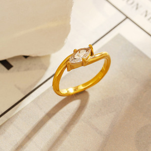 Stainless Steel <b>Ring</b> 18k Gold Plated <b>Titanium</b> Steel Marquise Diamond Prong Setting Engagement Women's Jewelry YR43 - Product Image 1