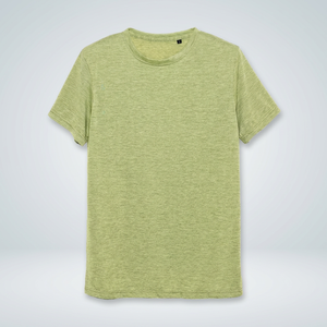 Camiseta de Algodón Verde Sólido de Corte Regular para Hombre, Cuello Redondo, Manga Corta, Informal, Transpirable, Tejido de Punto - Product Image 4