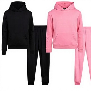 Conjunto Deportivo para Niñas, Sudadera con Capucha y Pantalones Jogger de Forro Polar Transpirable y Ecológico, Cierre con Cordón, Ropa Casual de Calle para Invierno - Product Image 3