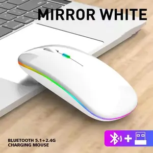ワイヤレスマウスBT 2.4g Bluetooth充電式LEDミュートコンピュータ