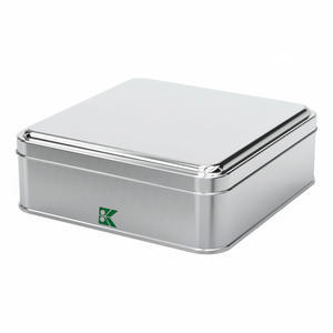 Square Tin Can 1.25 lt Textile Watch Stationery Promotional <b>Box</b> 158x158x50 mm 1.25 lt - Product Image 2