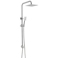Ensemble de douche monocommande eau froide en céramique polie et acier inoxydable pour salle de bain domestique, avec robinets sur pied à jet de pluie orientable à trois vitesses