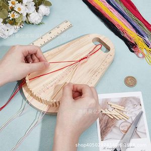 Wooden Woven Board Bracelet Maker Pear Cut Multi Rope Weaving Frame Desktop <b>DIY</b> Jewelry Making Supplies <b>Kit</b> - Product Image 2
