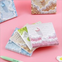 Mignon Créativité Paysage Peinture À L'huile Sticky Note Fille Main Compte Carnet De Notes Papier