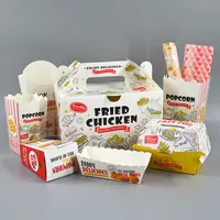 Kotak Burger Kertas Korea Makanan Mudah Dibawa Khusus untuk Membawa Kotak Burger Karton Ayam Goreng Kemasan Makanan Cepat Cetak