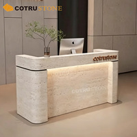 Comptoir de réception moderne en travertin, bureau personnalisé en pierre et marbre, comptoir de caisse pour boutique, mobilier de réception