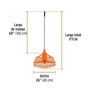 Scatola di 6 rastrelli da giardino in plastica scope flessibili a 26 denti con manico in acciaio da 54 pollici - Product Image 3