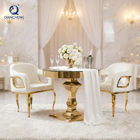 Nouvelle table de réception de mariage au design moderne, table de présentation de gâteaux ronde en verre et acier inoxydable doré de luxe pour événements