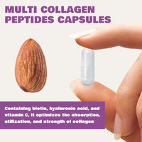 Complexe multi-collagène pour femmes avec biotine, vitamine C, acide hyaluronique, 5 types de capsules