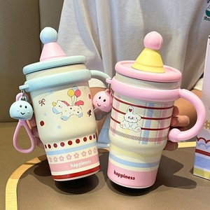 Borraccia Termica Portatile da 600ml in Acciaio Inossidabile 316L per Ragazze, con Cannuccia e Doppio Uso, Grande Capacità, per Mantenere il Freddo - Product Image 2