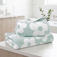 Serviettes de bain en coton floral couleur mousse marine, douces et à séchage rapide, pour filles et femmes, cadeau idéal pour la salle de bain et le spa