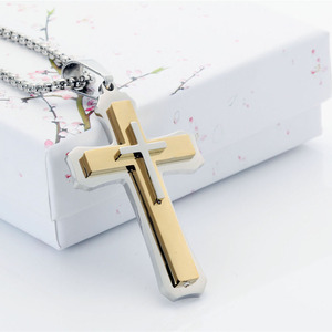 <b>Cross</b> Pendant Necklace Stainless Steel Gold Silver Tone Unisex Fashion Jewelry Gift - Product Image 3