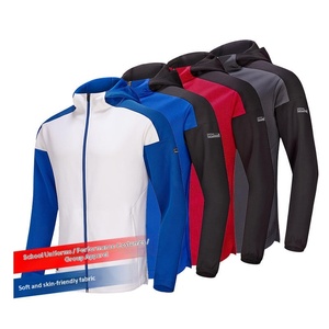 Sweater Hoodie Unisex Musim Dingin Poliester Warna Solid Lengan Panjang untuk Olahraga Lari Fitness Cepat Kering dengan Ritsleting - Product Image 2