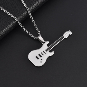 Collar con colgante de guitarra de esmalte colorido al por mayor, collar de guitarra eléctrica de acero de titanio para amantes de la música - Product Image 4