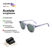 Lunettes de soleil en acétate personnalisées avec logo, verres TAC UV400, monture classique vintage unisexe pour hommes et femmes
