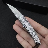 Outdoor Kleine Zilversmid Merk Fruit Vouwmes Damascus Stalen Mes Roestvrijstalen Handvat Edc Hoge Hardheid Scherp