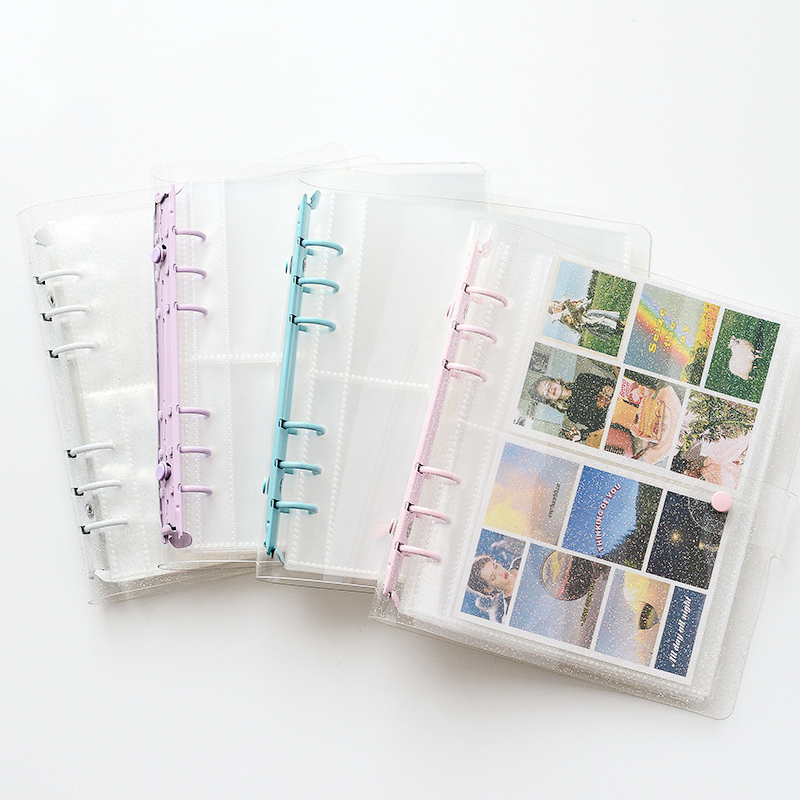 Перезаправляемая Обложка для альбома книга для путешественников Прозрачная Обложка из ПВХ 3 в 5 на фото Обложка A6 карамельного цвета 6 колец свободный лист