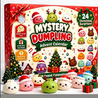 Calendrier de l'Avent de Noël 2026 : Jouets Squishy TPR en forme de Dumpling Mystère, Boîte Surprise Compte à Rebours 24 Jours, Jouet Anti-Stress, Cadeau pour Enfants