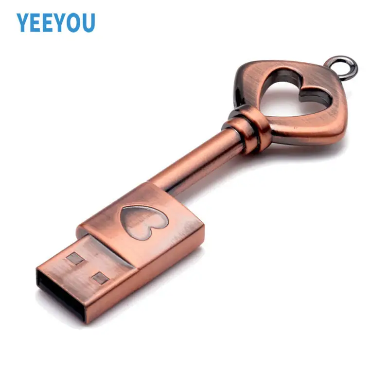 Pen drive, metal usb, formato de chave, rosa, dourado, casamento, u disk, 3.0, 16gb, 32gb, 64gb, 2.0, memória retrô, amor, formato de chave, coração