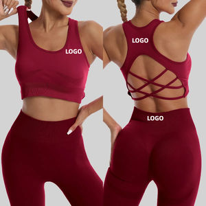 ملابس اليوجا واللياقة البدنية السريعة الجفاف عالية الدعم للنساء بدون خياطة صدرية صدرية صدرية صدرية جميلة الظهر مجموعة تمارين جيدة التهوية - Product Image 1