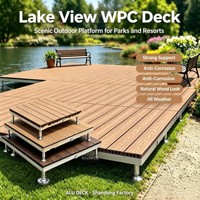 Terrasse extérieure en WPC moderne, écologique, imperméable, antidérapante, réglable en hauteur, directement de l'usine, pour jardin, cour et terrasse.