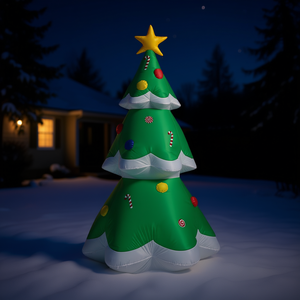 Sapin de Noël gonflable lumineux DB 6,9 pieds avec lumières LED, décorations de jardin extérieur, base autoportante, multicolore, éclat chaud - Product Image 2