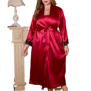 Camicia da Notte <span class=keywords><strong>LINA</strong></span> di Alta Qualità per <span class=keywords><strong>Donna</strong></span>, Sexy, Estiva, in Raso, con Scollo a V, Maniche Lunghe, Asciugatura Rapida, Vita Elastica, Logo Frontale - Product Image 4