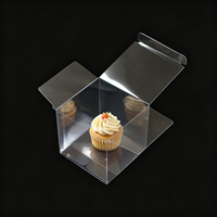 Boîte carrée transparente en PET 8*8*8cm, réutilisable, pour aliments, bijoux, mini figurines, emballage cadeau