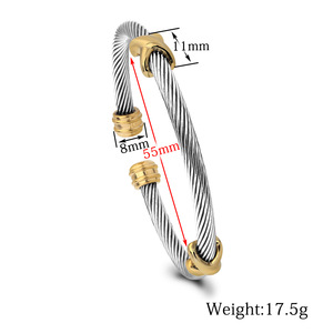 Bracelet en câble d'acier inoxydable bicolore de 8 mm en forme de croix pour femme, bijoux cadeau - Product Image 5