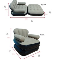 Canapé gonflable 2-en-1 pour adulte, chaise longue d'extérieur épaissie, portable et pliable, lit de sieste, double usage, design moderne et simple