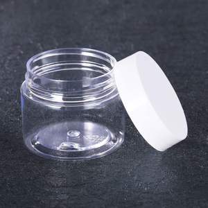 Pot en plastique PET sans BPA 1oz 2oz 4oz 6oz 8oz 12oz 16oz 32oz Pots en plastique transparent avec couvercles en plastique blanc pour l'emballage cosmétique - Product Image 3