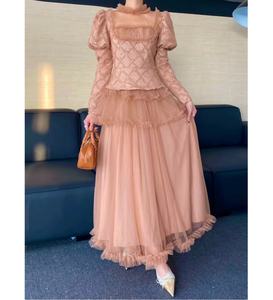 Bettergirl 2025 New Heavy industry sequin col rond <span class=keywords><strong>noir</strong></span> champignon bord <span class=keywords><strong>robe</strong></span> à manches longues - Product Image 1