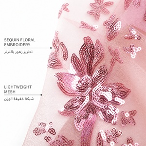 Abito Lungo in Pizzo di Lusso con Ricami e Paillettes, Collo Tondo, Vestibilità Ampia per Abaya del Medio Oriente, Dubai, Turchia, Kaftan - Product Image 6
