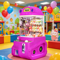 Mini machine à pinces mignonne en forme de chariot, jaune, style dessin animé, jeu d'arcade attrape-poupées, machine à monnayeur pour la location d'événements pour enfants