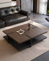 Ensemble de tables basses gigognes contemporaines en bois durable avec plateau et structure en bois, hauteur réglable, mobiles, pour salon et maison