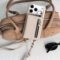 Étui de téléphone en cuir PU pour femme et fille pour iPhone 17 Air/Pro/Max/16/15/14/13 Étui portefeuille à bandoulière avec sangle